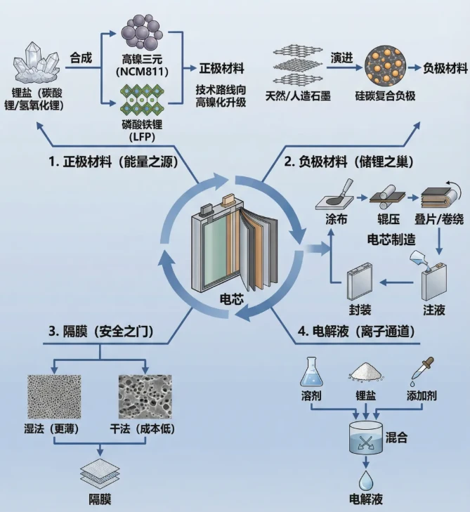 Core Manufacturing The Four Key Materials and the Birth of a Battery Cell Core Manufacturing The Four Key Materials and the Birth of a Battery Cell